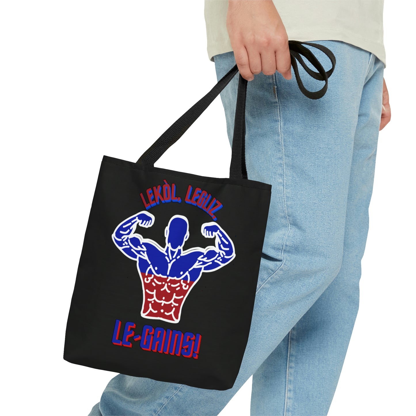 Lekol, Legliz, Le-Gains! | Haitian Gym Saying Tote Bag | Shoulder Bag