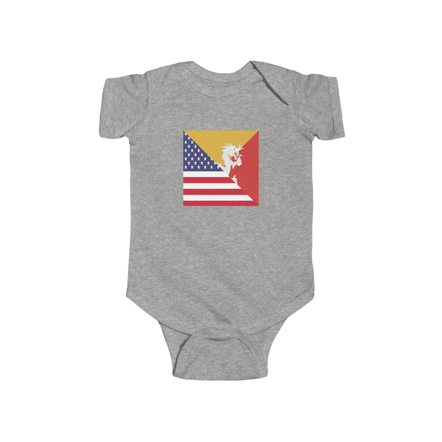 Bhutan American Flag Half Bhutanese USA Baby Bodysuit | Newborn Boy Girl