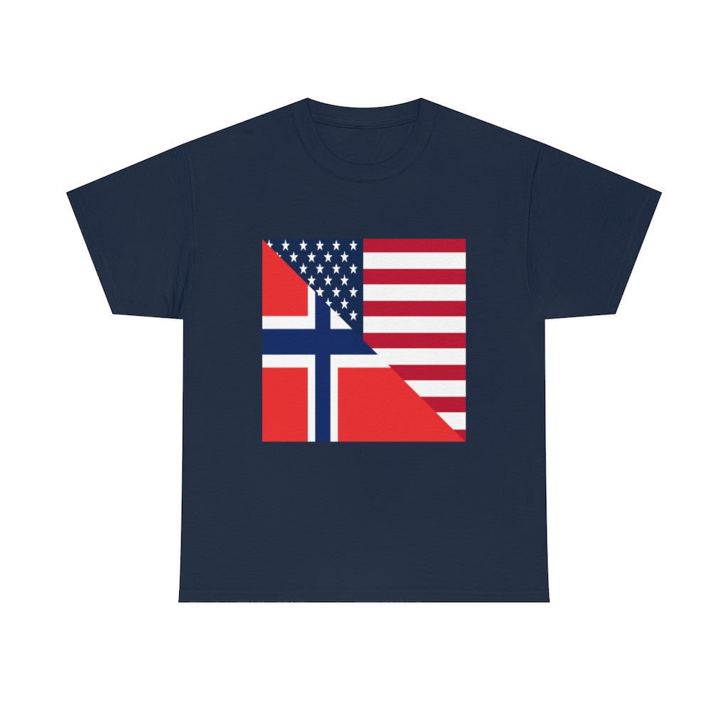 Norwegian American Flag Tee Shirt | Unisex Norway USA Tshirt