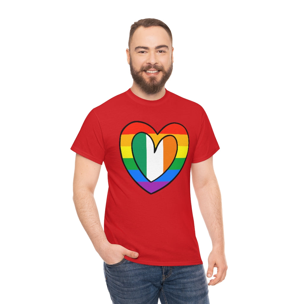 Irish Rainbow Flag Heart T-Shirt | Unisex Ireland Pride Month Tee