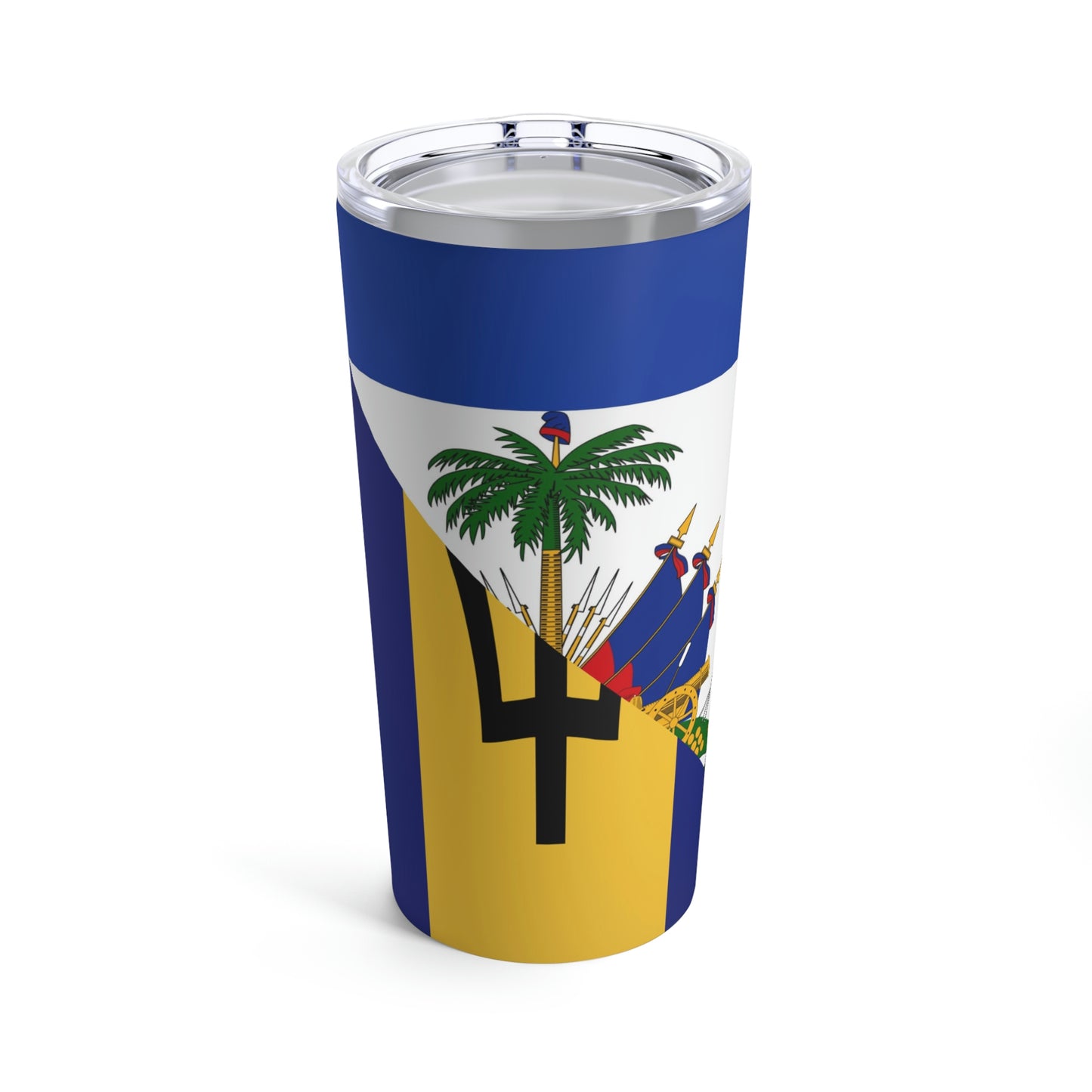 Haitian Bajan Flag Half Haiti Barbados Tumbler 20oz Beverage Container