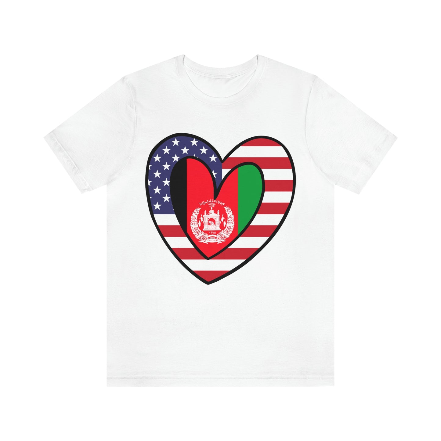 Afghan American Heart Valentines Day Gift Tee Shirt | Afghanistan USA Flag T-Shirt