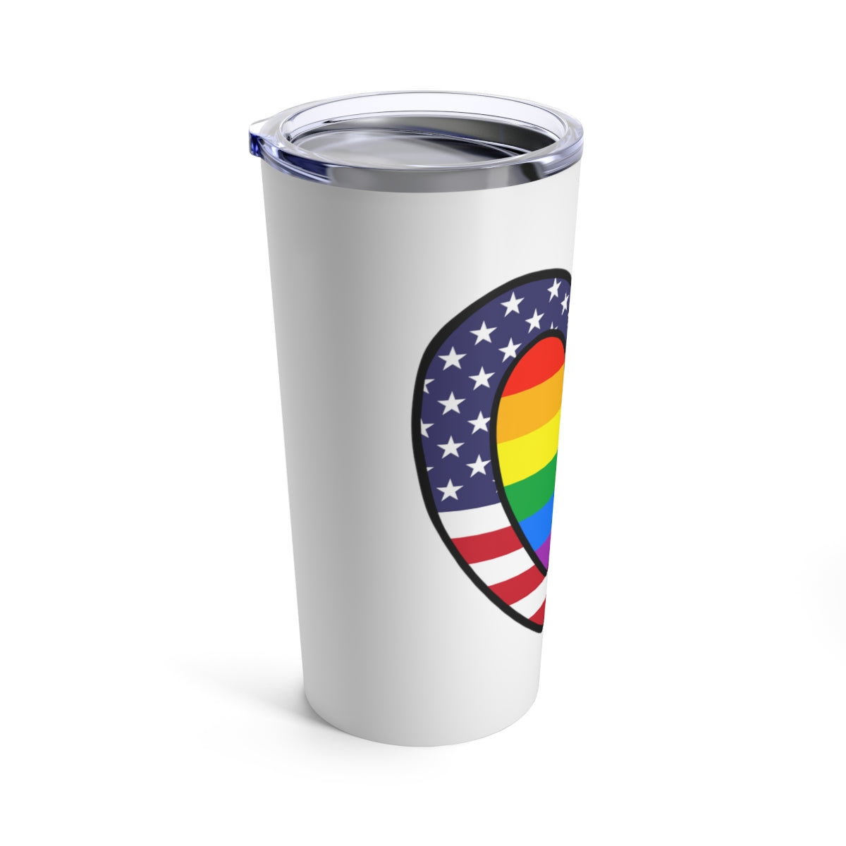 Rainbow American Flag Heart Pride Parade Tumbler 20oz