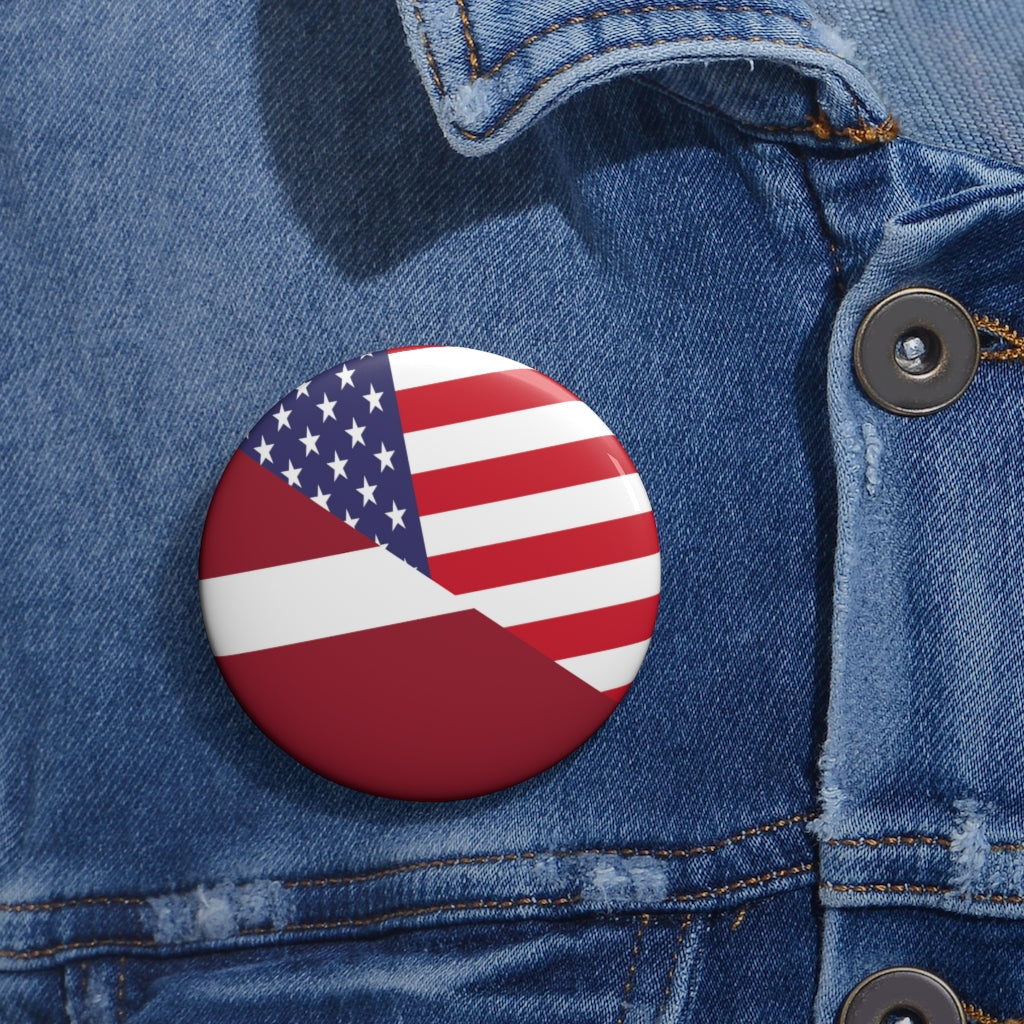 Latvian American Flag Pin Button | Latvia USA Pins