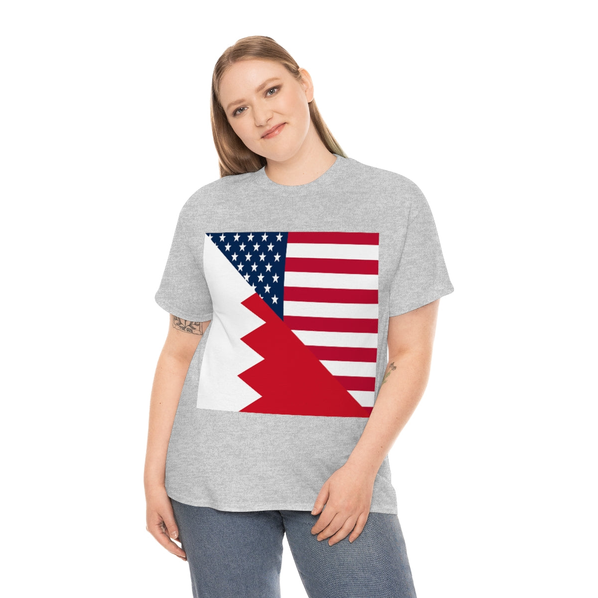 Bahrain American Flag Half Bahraini USA T-Shirt | Unisex Tee Shirt