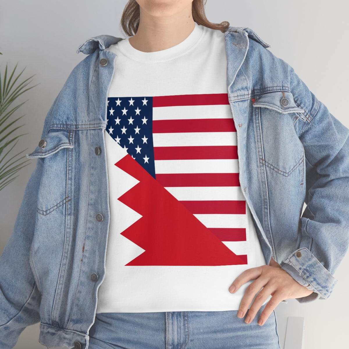 Bahrain American Flag Half Bahraini USA T-Shirt | Unisex Tee Shirt