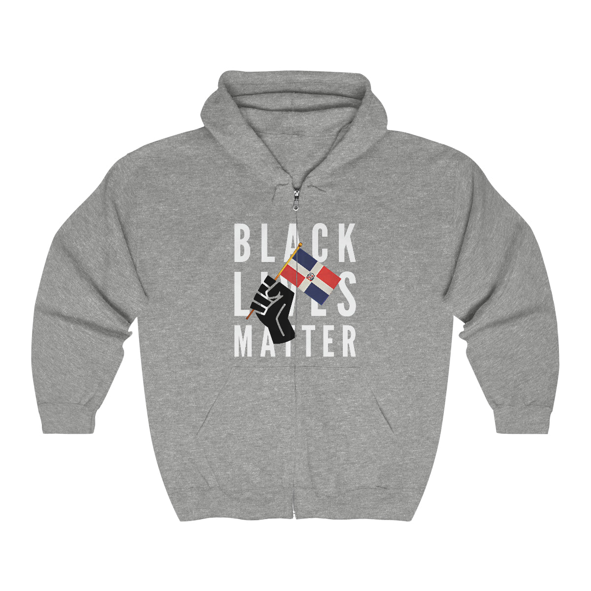 Black Lives Matter Dominican Republic | BLM DR Flag Zip Hoodie | Hooded Sweatshirt