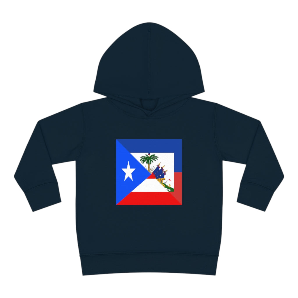 Toddler Haitian Puerto Rican Flag Pullover Fleece Hoodie | Haiti PR