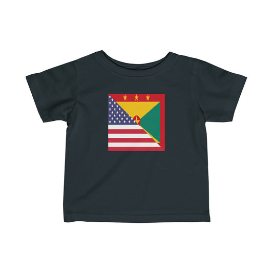 Infant Grenadan American Flag Half Grenada USA Toddler Tee Shirt