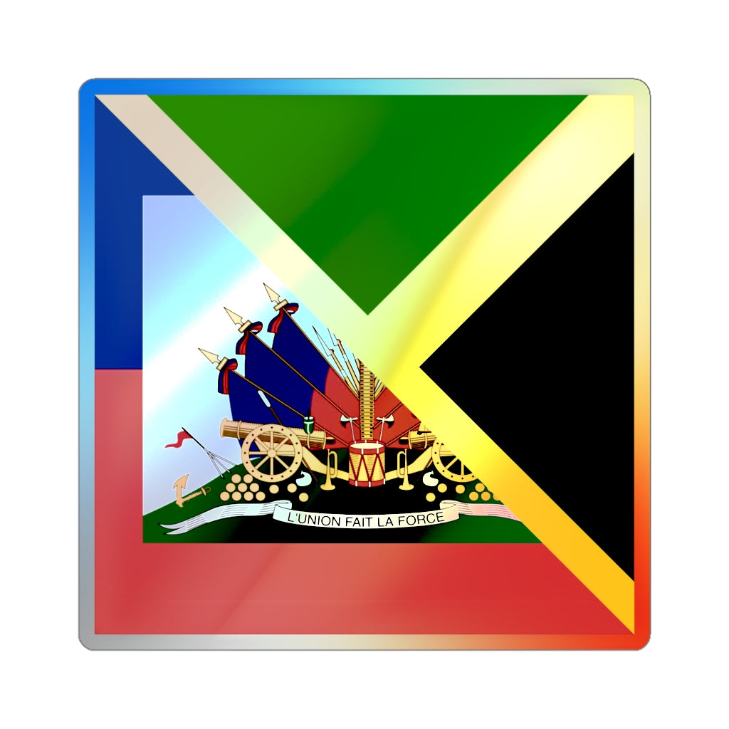 Haitian-Jamaican Flag Holographic Sticker | Jamaica Haiti Accessory