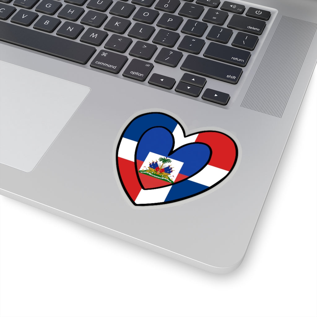 Dominican Haitian Flag Inner Heart Sticker | Dominican Republic Haiti Accessory