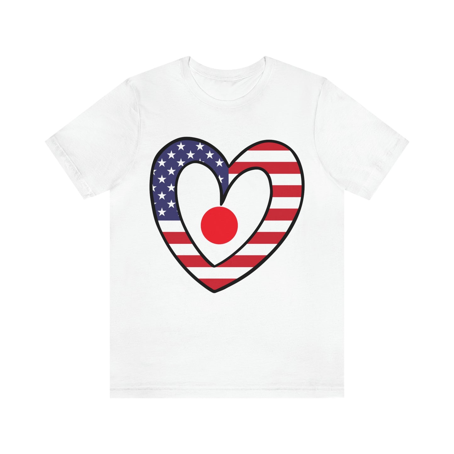 Japanese American Heart Valentines Day Gift Tee Shirt | Half Japan USA Flag T-Shirt