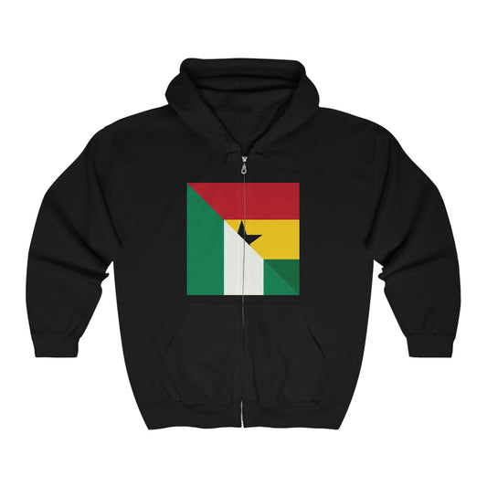 Nigerian Ghanaian Flag Nigeria Ghana Naija Zip Hoodie | Hooded Sweatshirt