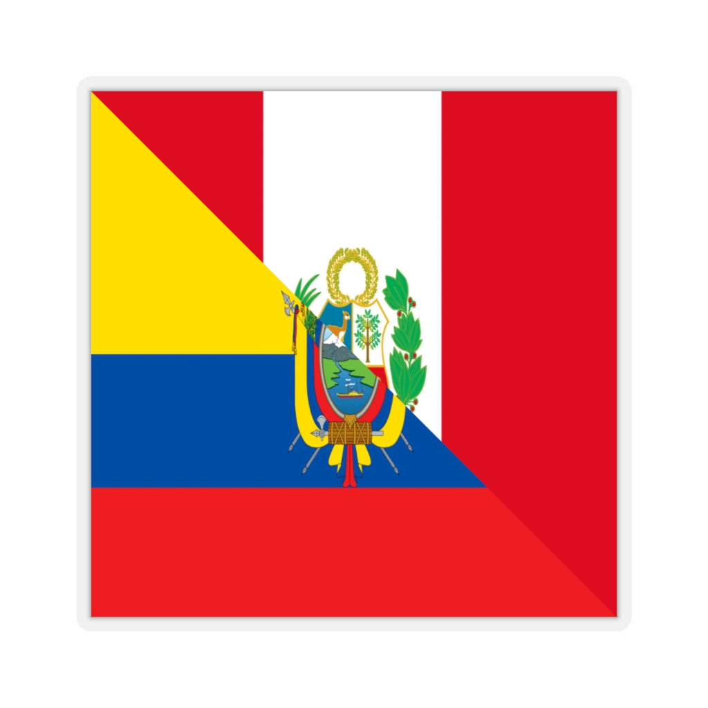 Half Peru Ecuador Flag Sticker | Ecuadorian Peruvian Accessory