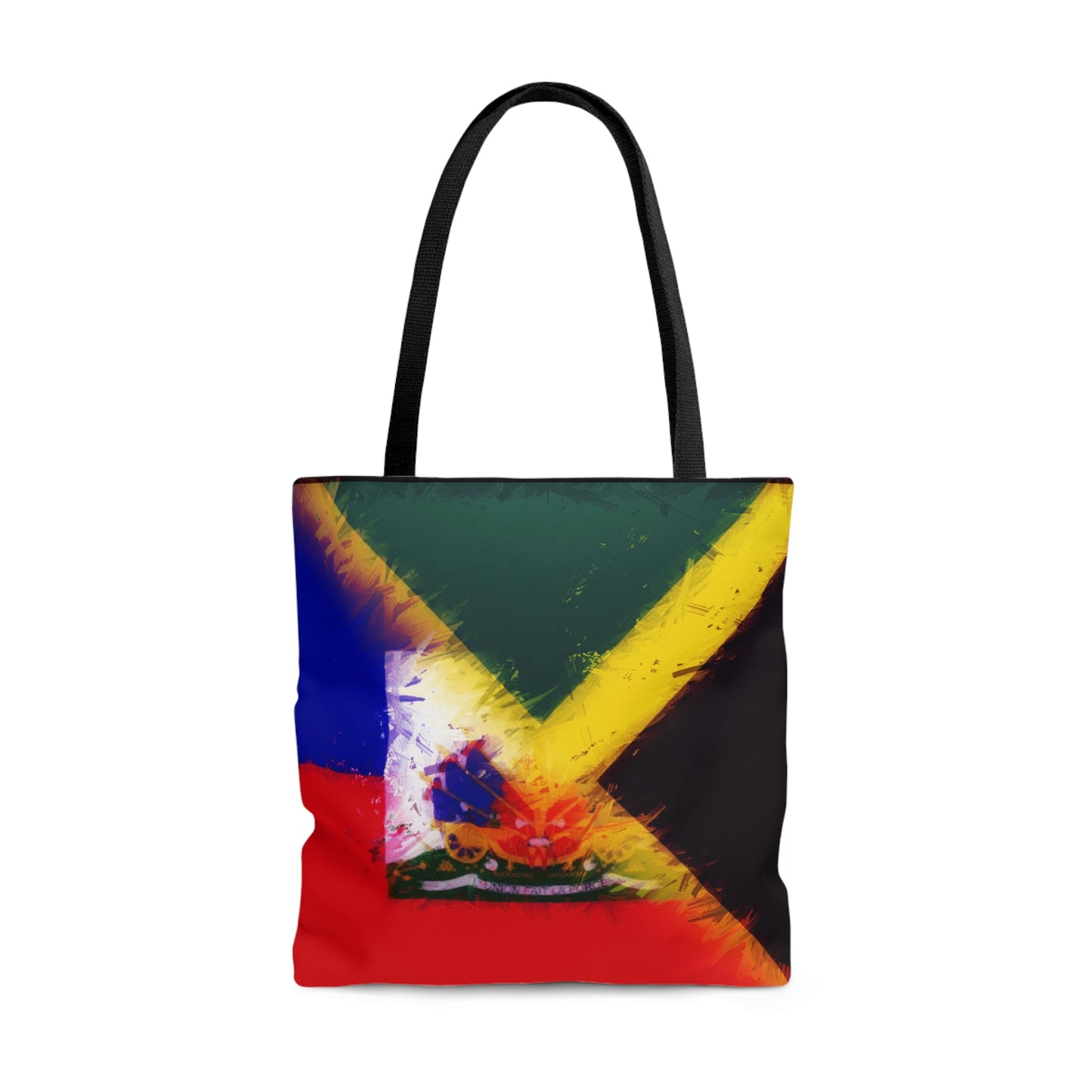 Haitian Jamaican Painted Flag | Haiti Jamaica Tote Bag | Shoulder Bag