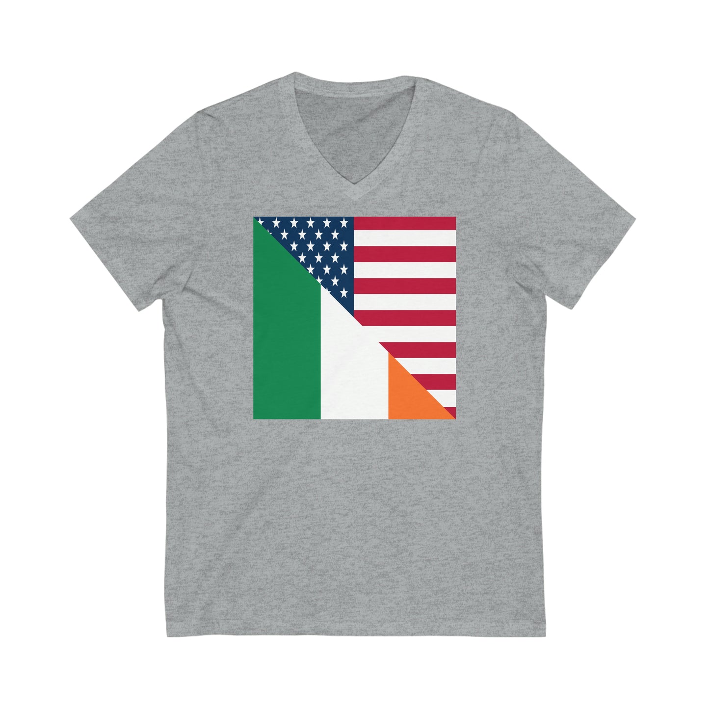 Irish American Flag Half Ireland USA V-Neck T-Shirt | Unisex Vee Shirt