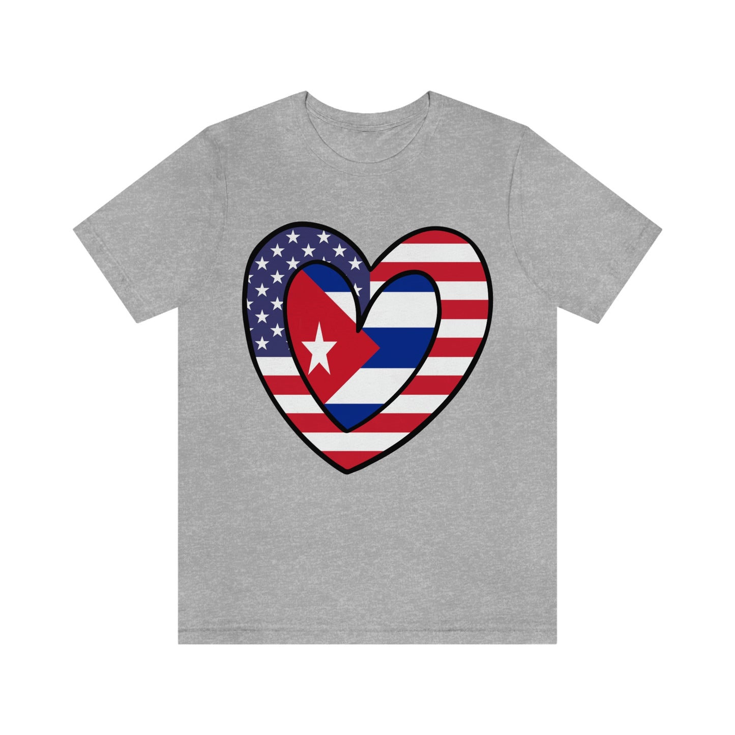 Cuban American Heart Valentines Day Gift Tee Shirt | Half Cuba USA Flag T-Shirt