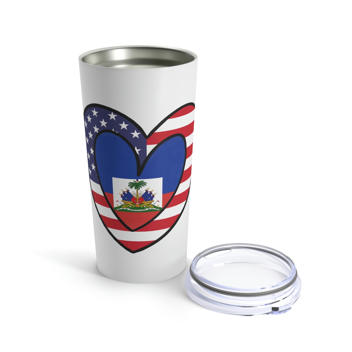 American Haitian Flag Heart Valentines Day Gift USA Haiti Tumbler 20oz