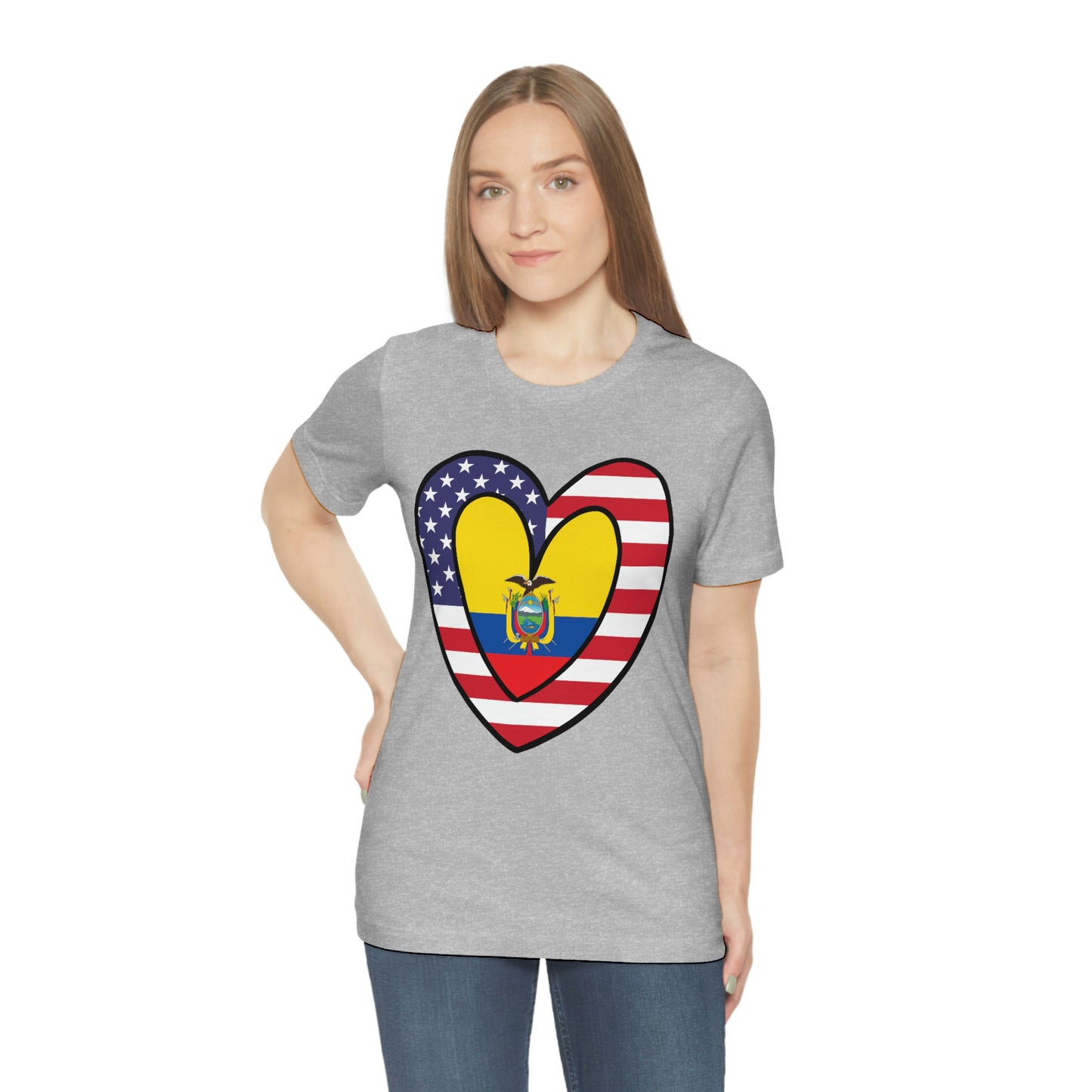 Ecuadorian American Heart Valentines Day Gift Tee Shirt | Half Ecuador USA Flag T-Shirt