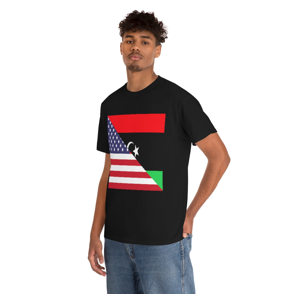 Libyan American Flag Tee Shirt | Unisex Libya USA Tshirt