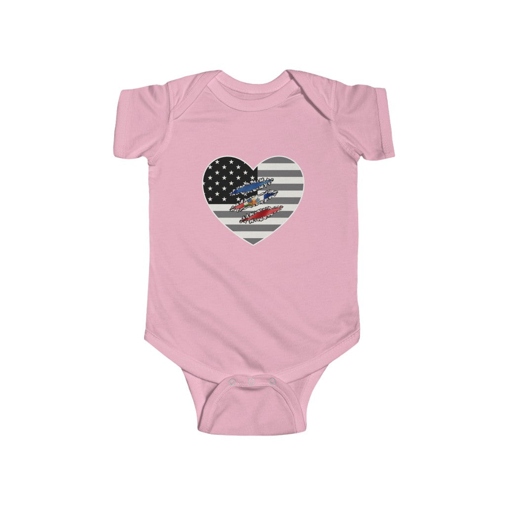 Newborn Haitian American At Heart Flag  | Haiti USA Baby Boy Girl Outfit