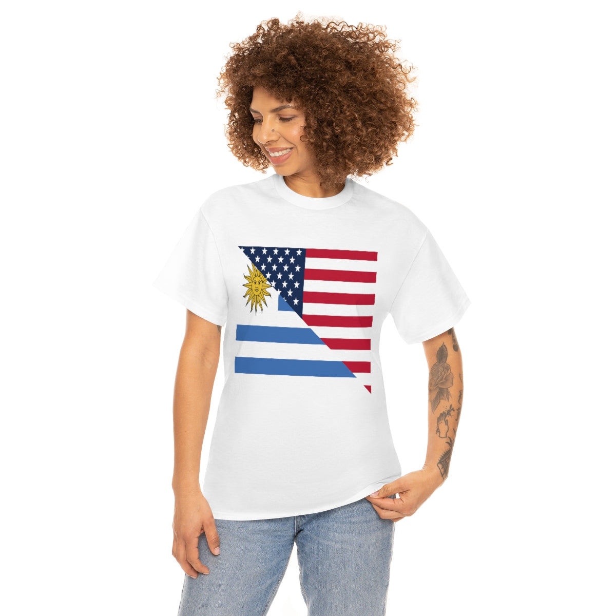 Uruguayan American Flag T-Shirt | Unisex Uruguay USA Tee Shirt