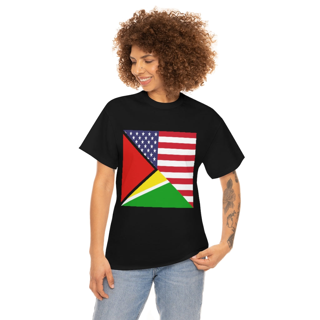 Guyanese American Flag Tee Shirt | Unisex Guyana USA Tshirt