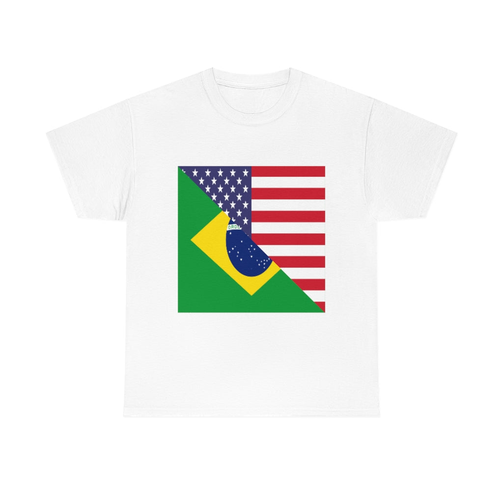 Brazilian American Flag Tee Shirt | Brazil USA Tshirt