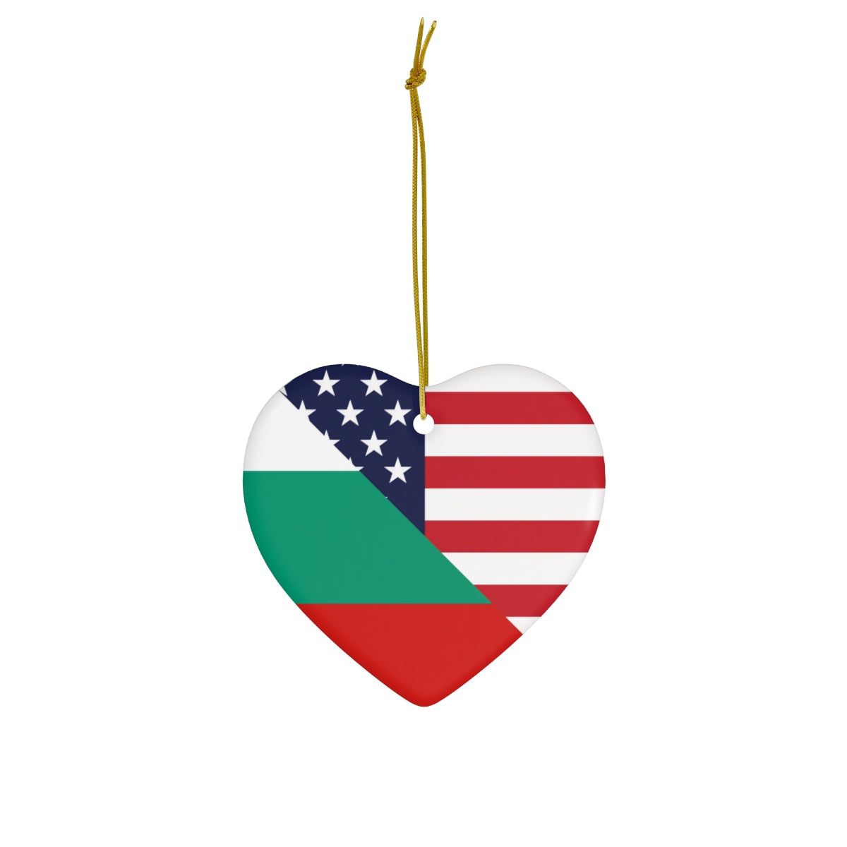 Bulgaria American Flag Ceramic Ornaments | Bulgarian USA Holiday Christmas Tree