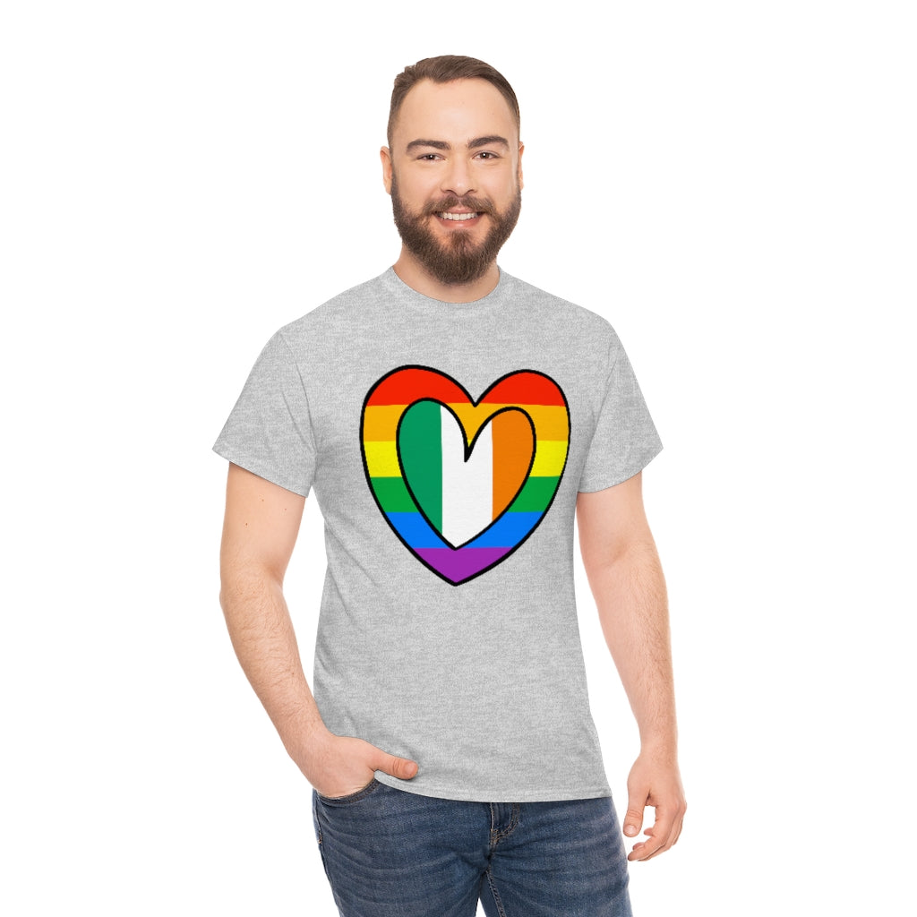 Irish Rainbow Flag Heart T-Shirt | Unisex Ireland Pride Month Tee