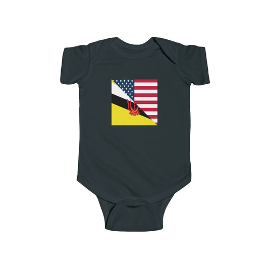 Brunei American Flag Half Bruneian USA Baby Bodysuit | Newborn Boy Girl