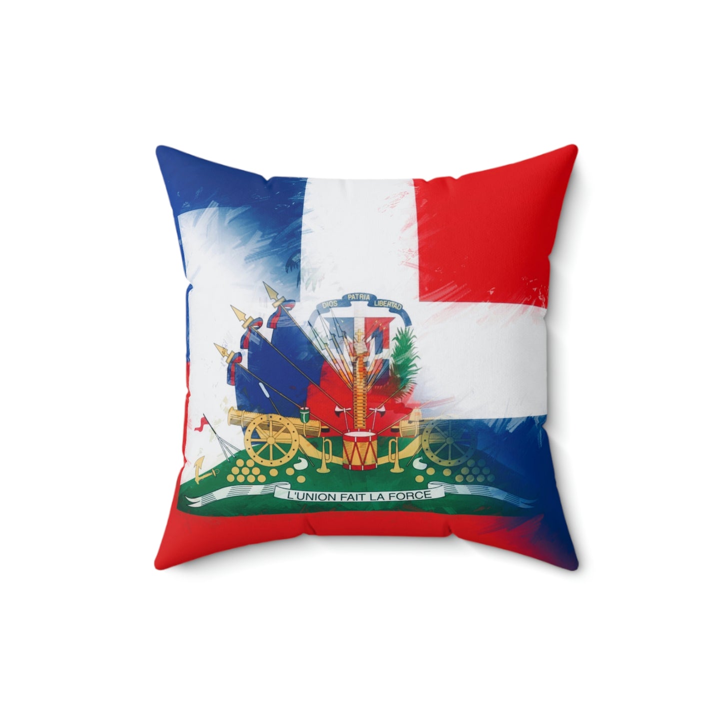 Haiti Dominican Republic Flag | Hispaniola DR Half Haitian Dominican Flag Spun Polyester Square Pillow