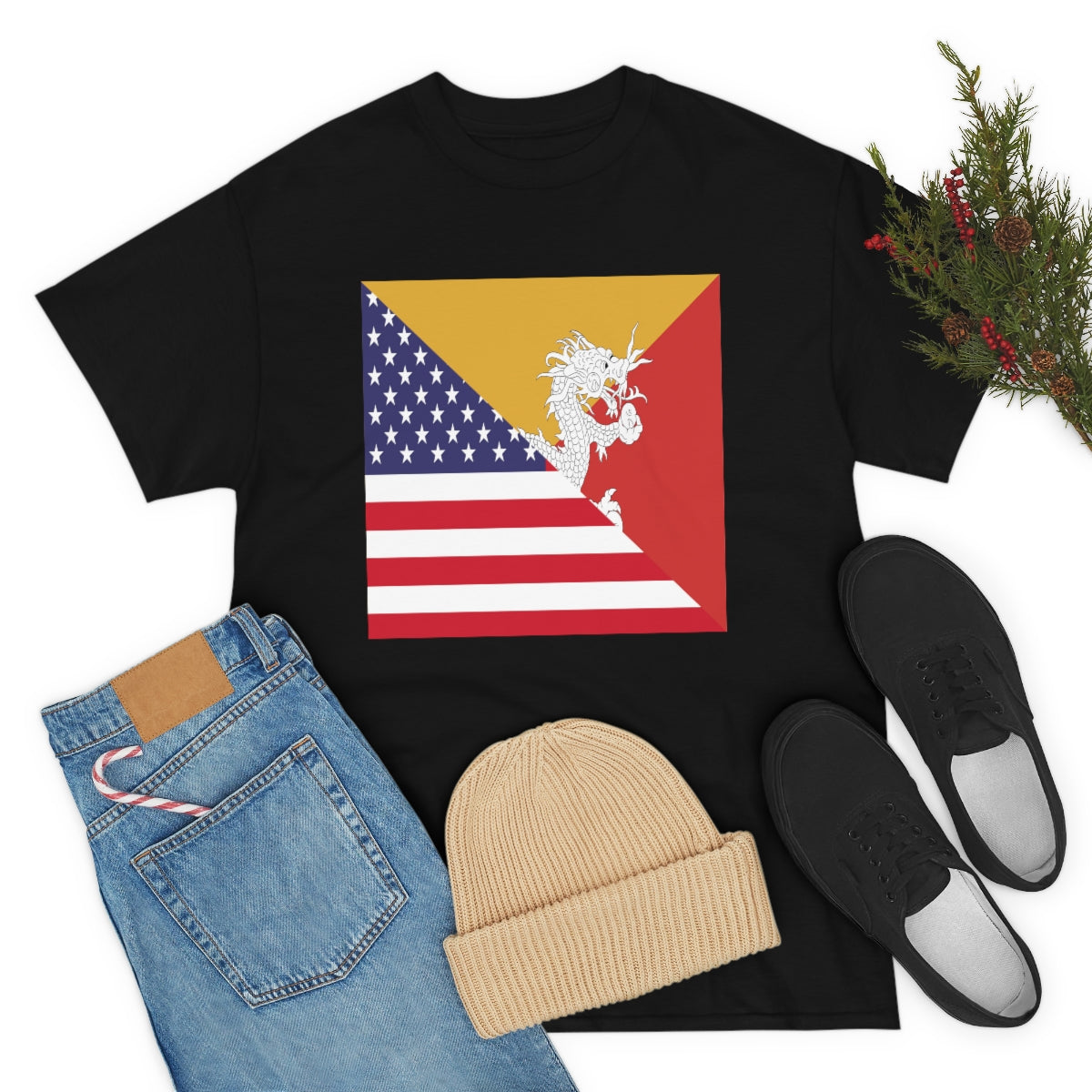 Bhutan American Flag Half Bhutanese USA T-Shirt | Unisex Tee Shirt