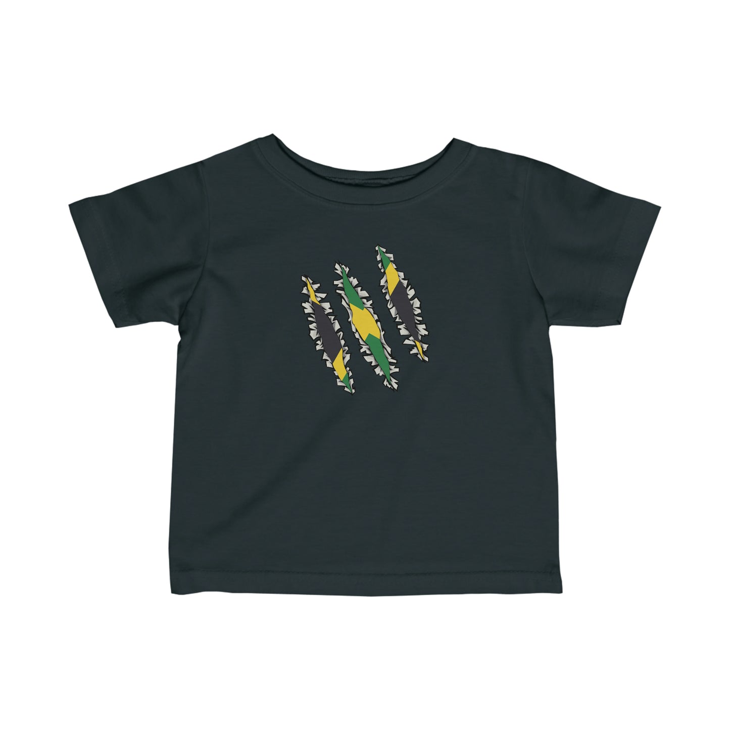 Infant Slashed Jamaican Flag | Jamaica Woman Toddler Tee Shirt