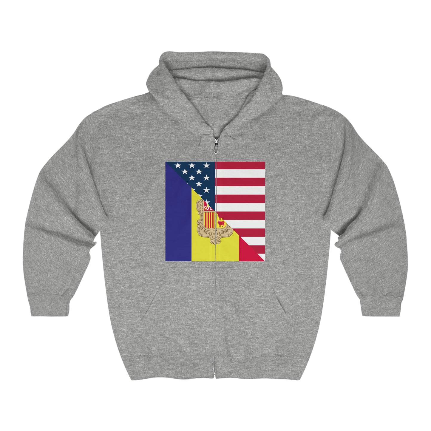 Andorra American Flag Andorran USA Zip Hoodie | Hooded Sweatshirt