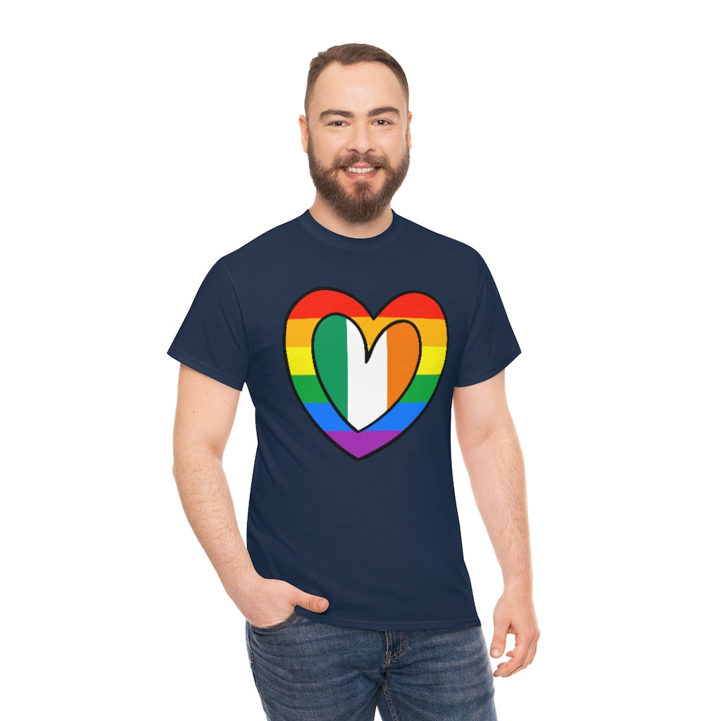 Irish Rainbow Flag Heart T-Shirt | Unisex Ireland Pride Month Tee