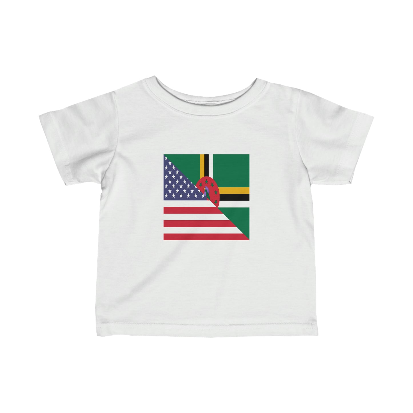 Infant Dominican American Flag Dominica USA Half Toddler Tee Shirt