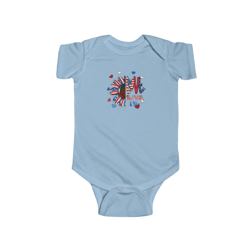 USA Flag Independence Day Baby Bodysuit | Girl Boy Red White Blue Newborn | July 4th