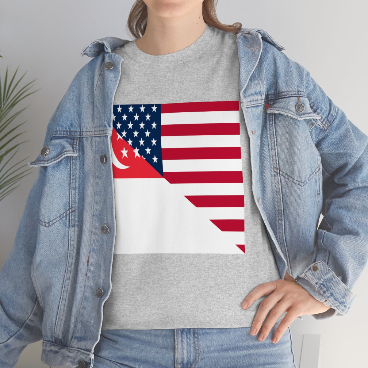 Singapore American Flag Half Singaporean USA T-Shirt | Unisex Tee Shirt