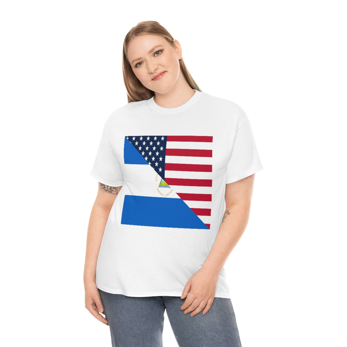 Nicaragua American Flag T-Shirt | Unisex Nicaraguan USA Tee Shirt