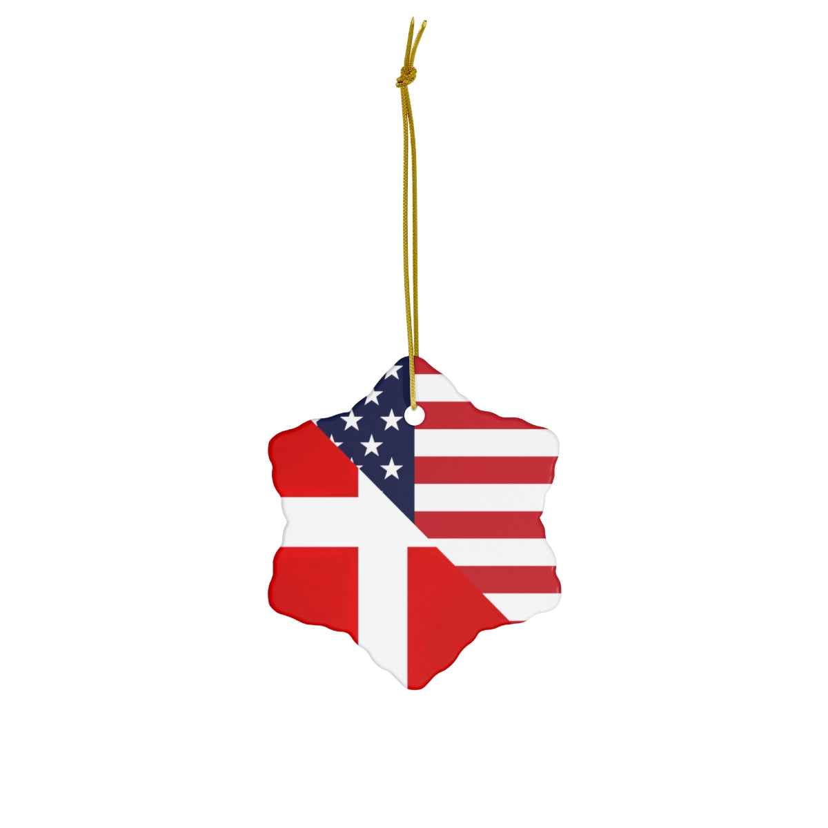 Danish American Flag Ceramic Ornaments | Denmark USA Holiday Christmas Tree