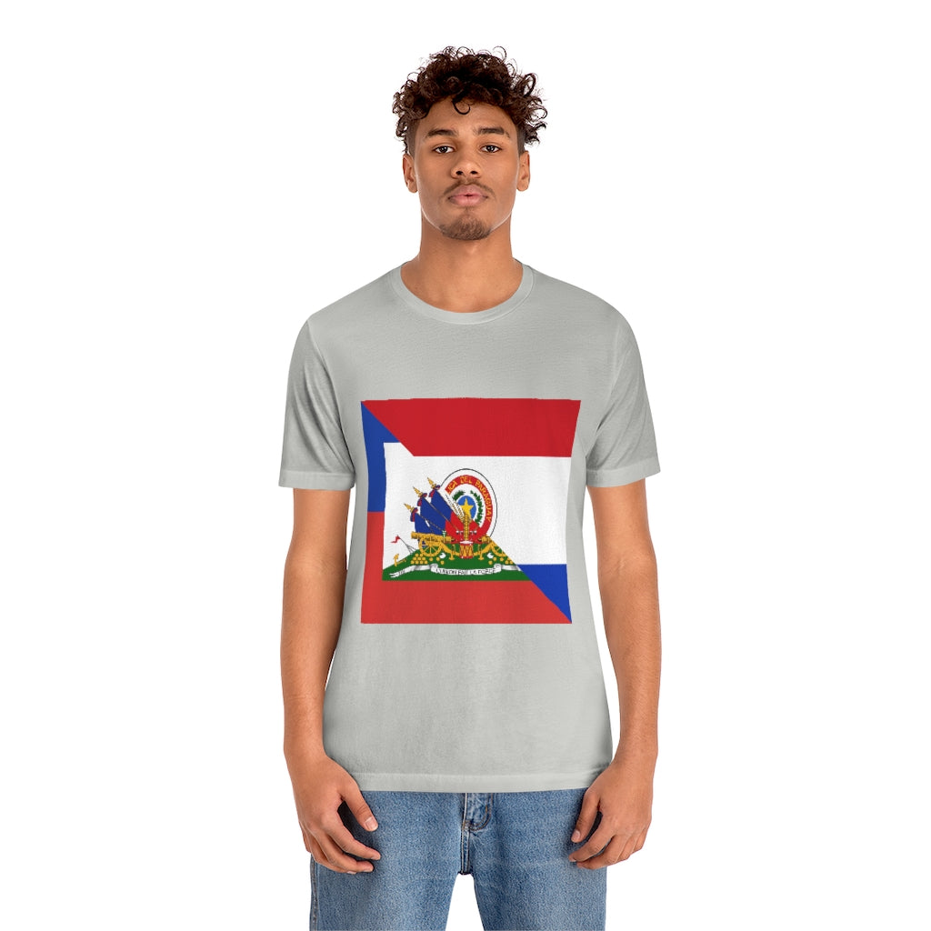 Half Haitian Paraguayan Flag Tee | Haiti Paraguay Men Women Shirt