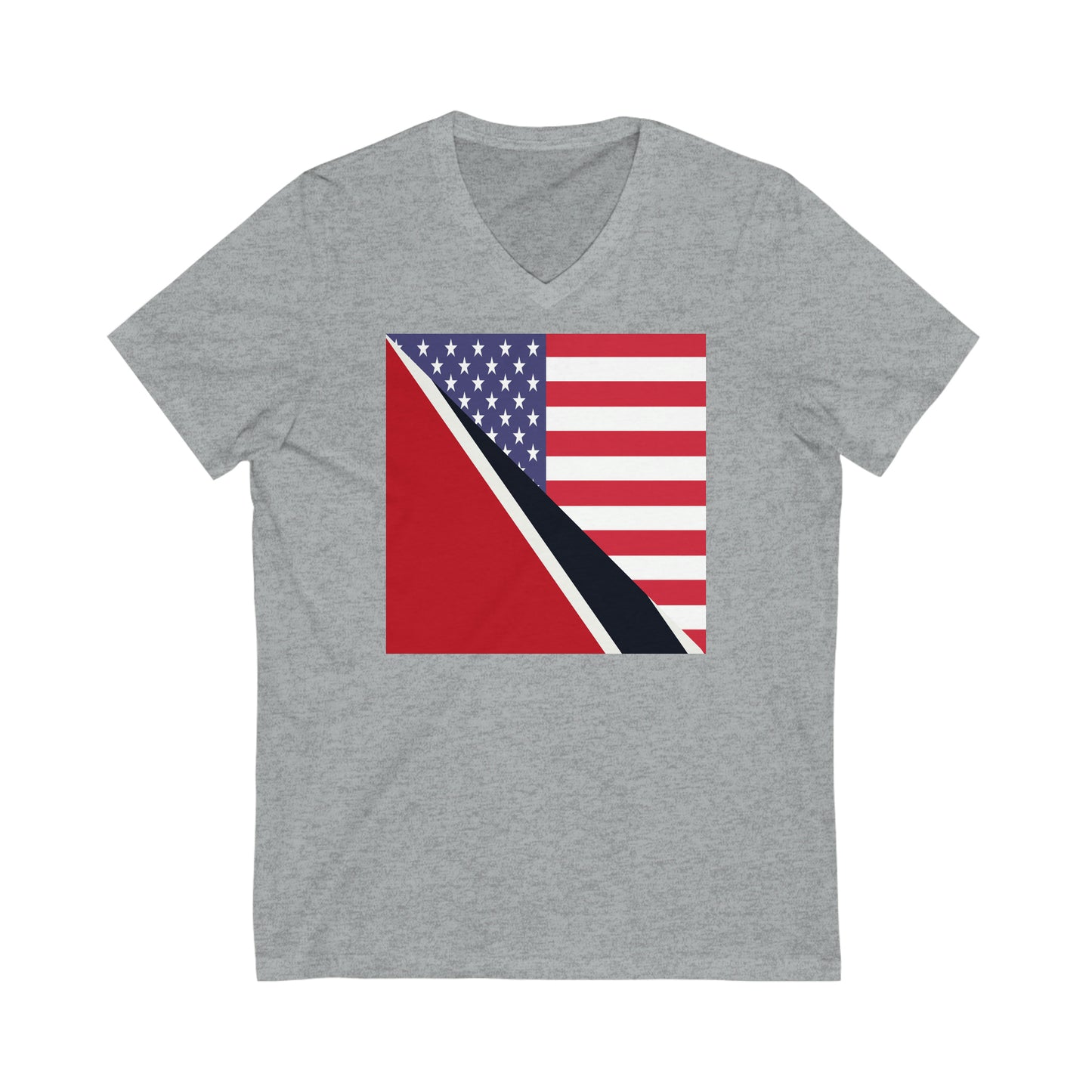 Trinidad American Flag Trini USA V-Neck T-Shirt | Unisex Vee Shirt