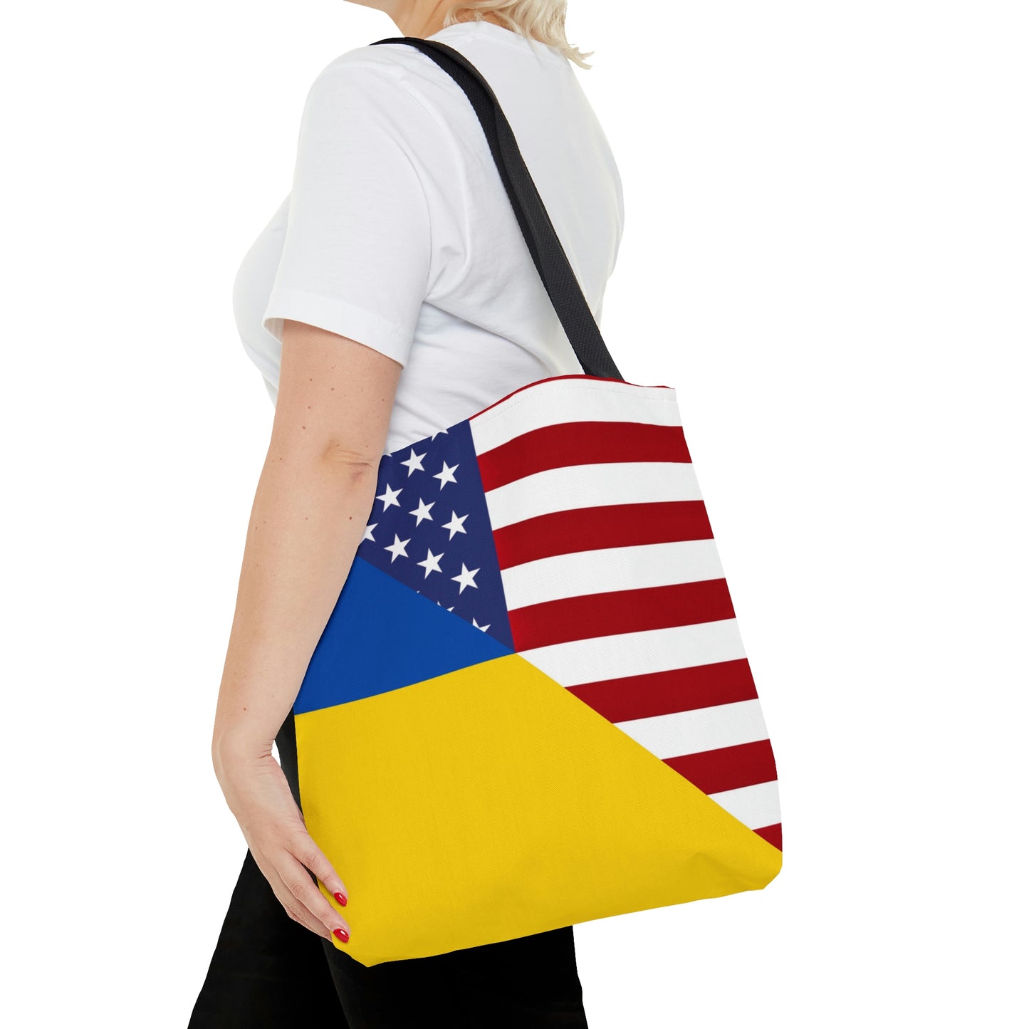 Ukrainian American Flag | Half Ukraine USA Tote Bag | Shoulder Bag