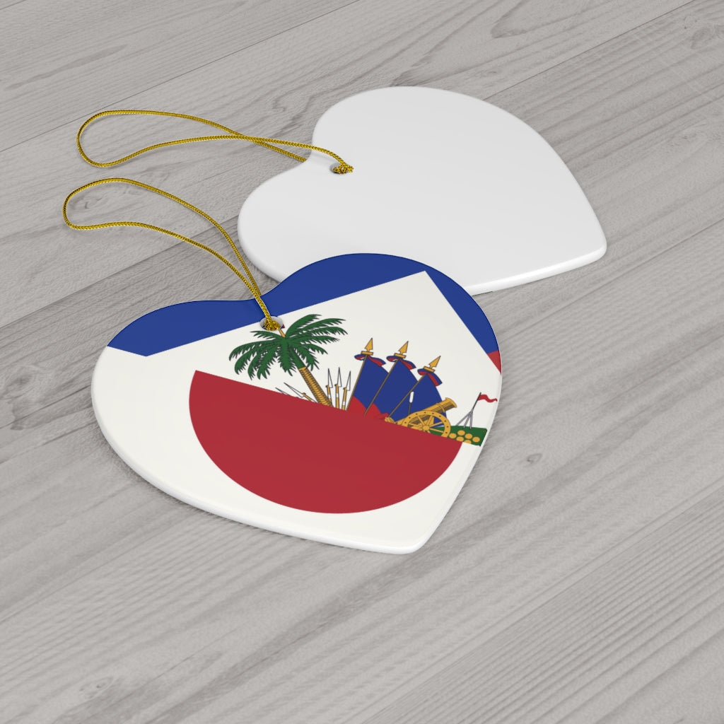 Japanese Haitian Flag Ceramic Ornaments | Japan Haiti Christmas Tree