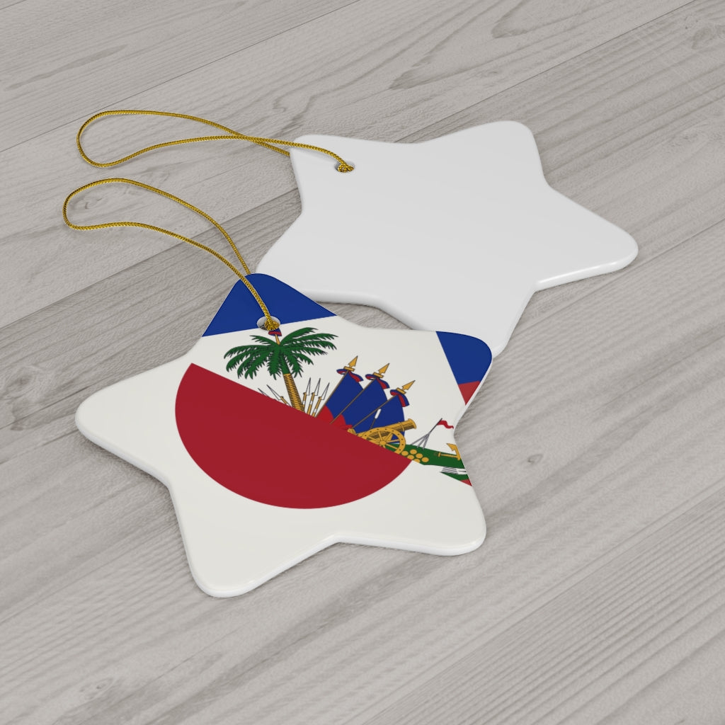 Japanese Haitian Flag Ceramic Ornaments | Japan Haiti Christmas Tree