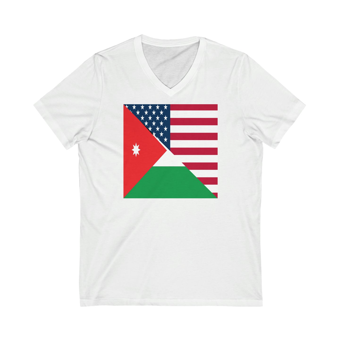 Jordan American Flag Half Jordanian USA V-Neck T-Shirt | Unisex Vee Shirt