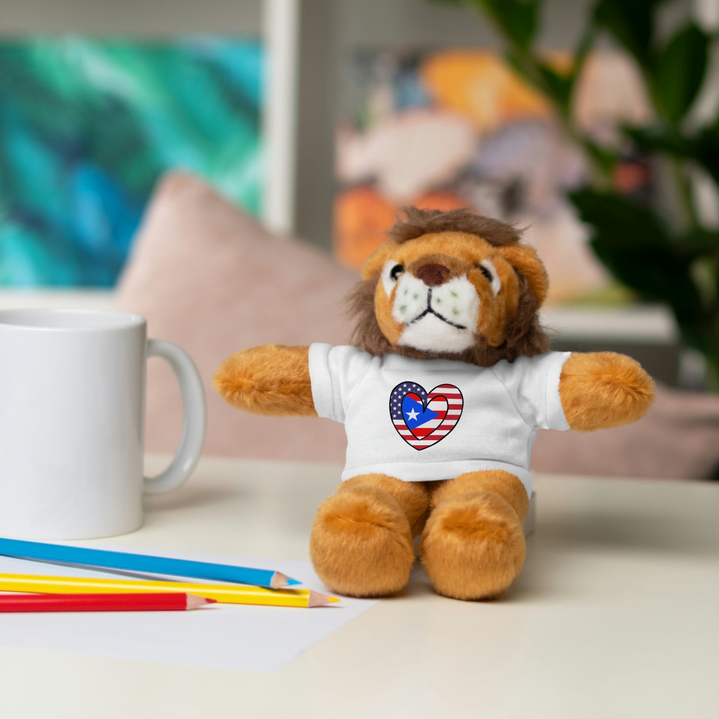 Puerto Rican American Valentines Day Gift Stuffed Animal | PR USA Flag Toy