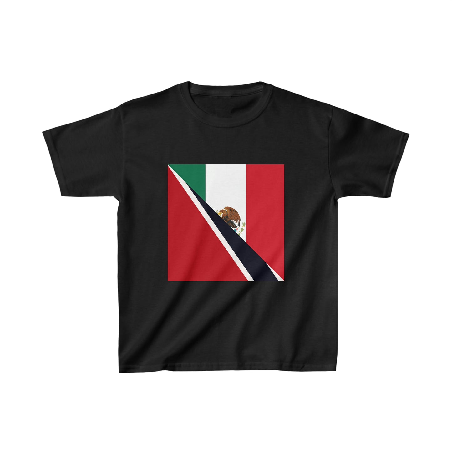 Kids Trini Mexican Flag Half Trinidad Tobago Mexico T-Shirt | Unisex Tee Shirt