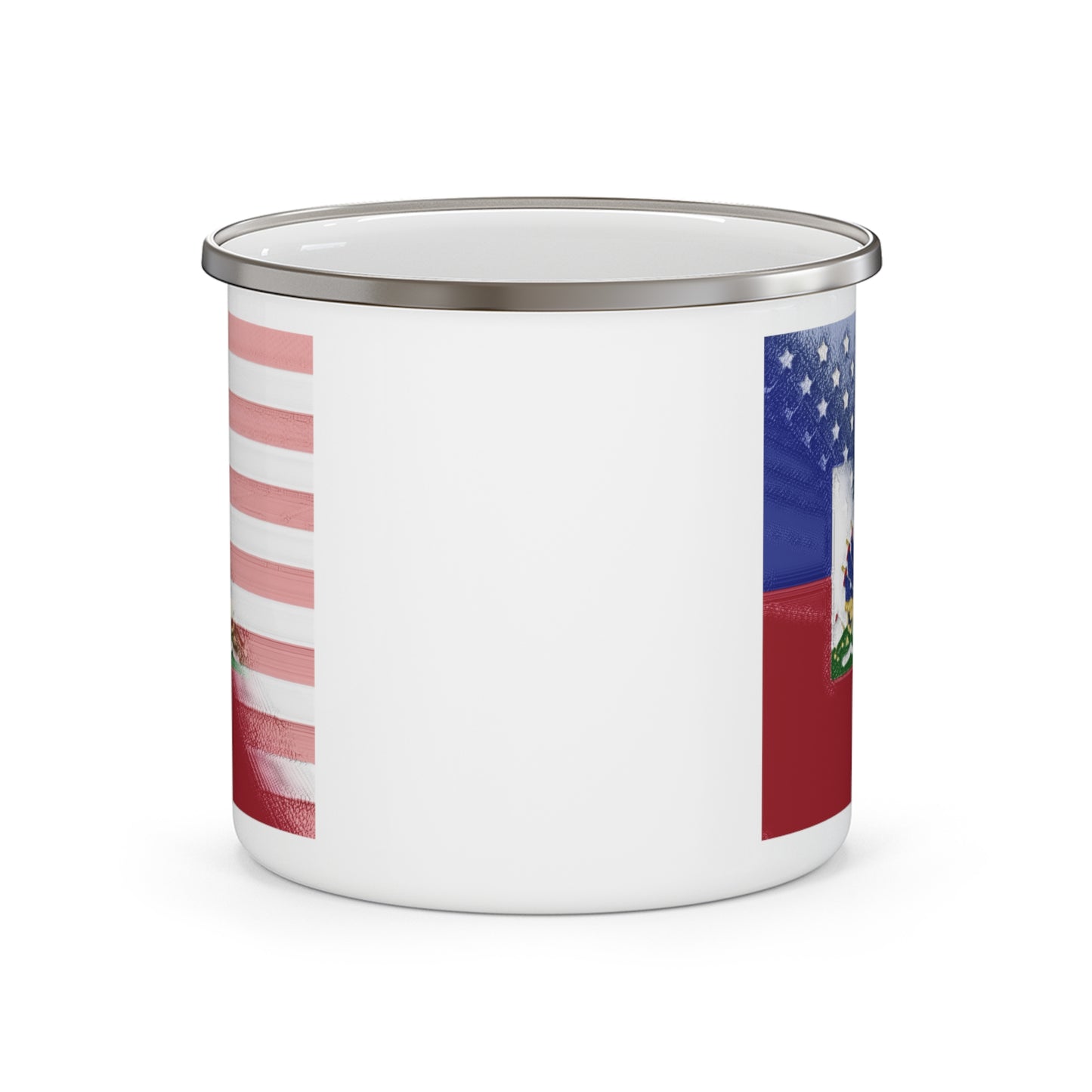 Haiti America Flag Painted | Half Haitian American Flag 12oz Enamel Mug